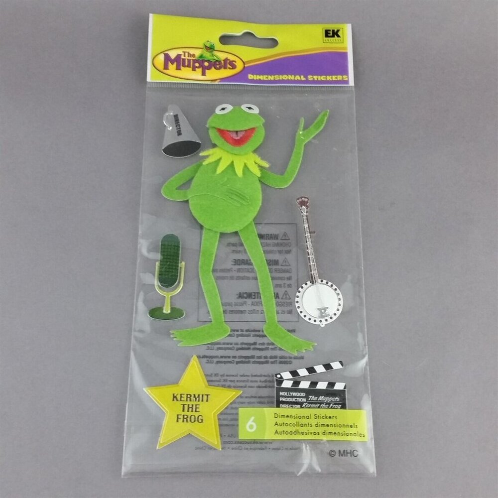 Kermit Frog Dimensional Stickers Scrapbooking Jolees Boutique EK Success Green